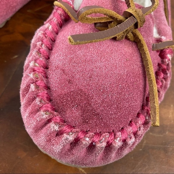 Purple leather lined slippers with rubber soles - Picture 3 of 8